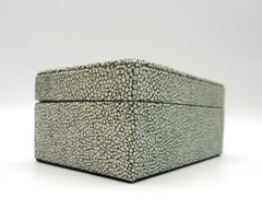 Leather Box Small Shagreen Embossed Gray Black