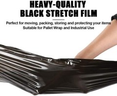 80 GAUGE – 4 Rolls Black Shrink Wrap Stretch Film 18″ X 1000′ Total 4000 FT