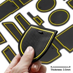 Cup Holder Insert for Center Console Mat Non-Slip Door Pocket Li Color: Yellow