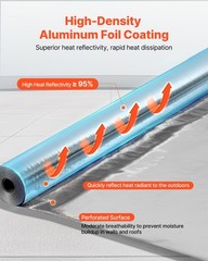 VEVOR Double Reflective Insulation Roll Perforated Radiant Barrier 48in x 250ft