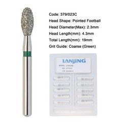 Dental Diamond Burs FG 379/023C 379/023XF Egg Football for High Speed Handpiece