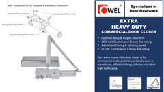 Extra Heavy Duty/UL Listed Commercial Automatic Door Closer, Cast Iron Body