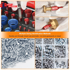 55Pcs Nut and Bolt Thread Checker 25 Metric + 30 SAE Inch Thread Gauge Set, Deta