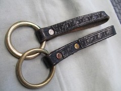 CHOICE of ONE (1) Flashlight/Baton Holder-Blk Leather Basketweave w/Brass Ring