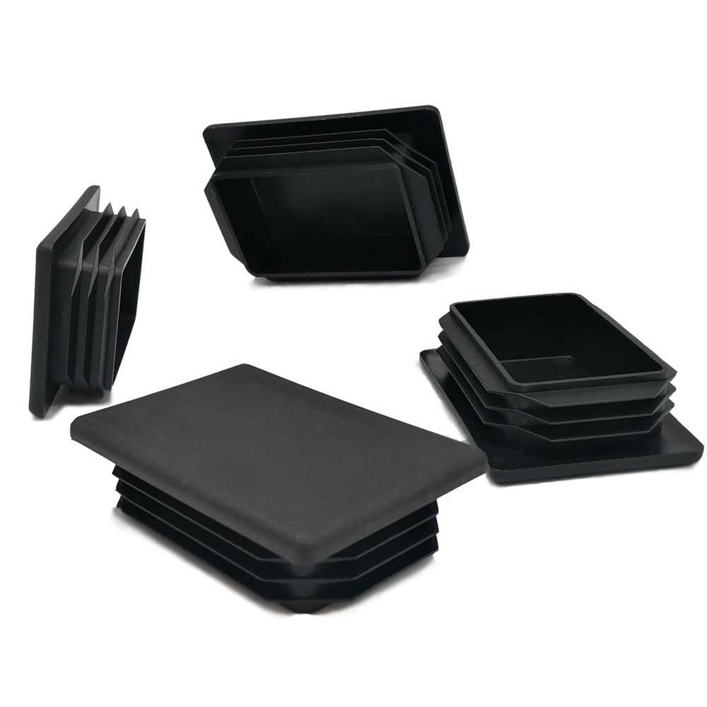 4 Pack 2 X 3 Inch Rectangle Plastic Plug Insert, 50Mm×75Mm Black End Cap for Met