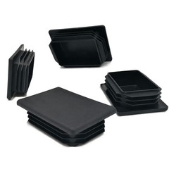4 Pack 2 X 3 Inch Rectangle Plastic Plug Insert, 50Mm×75Mm Black End Cap for Met