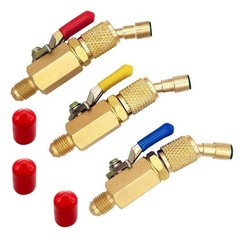 3PCS/Set Brass Air Conditioning HVAC 1/4″ Shut Valve For AC Charging Hoses
