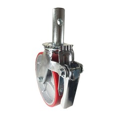 4 pcs Scaffold Caster 8″ x 2″ Red Wheels w/ Locking Brakes 1-1/4″ Stem with Pin