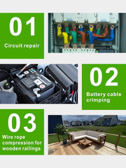 10 Tons Hydraulic Wire Battery Cable Lug Terminal Crimper Crimping Tool with 9 P