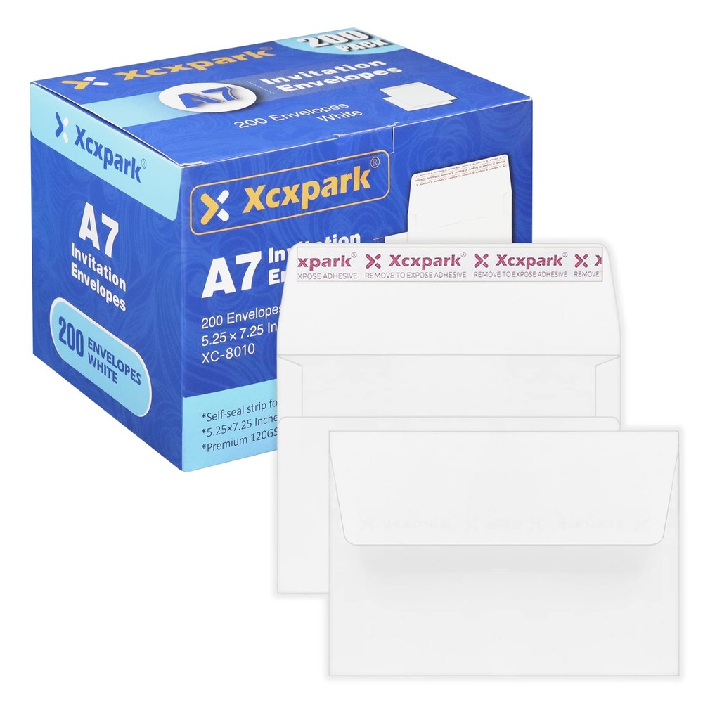 Xxcxpark 200 Qty Printable A7 200 Envelopes (5.25″ x 7.25″), White
