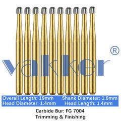 10/Pack Dental Trimming & Finishing Gold Carbide Burs Round Needle Egg FG7106