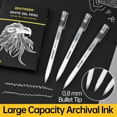 White Gel Pens 0.8mm Fine Point Opaque White Archival Ink Pen for Black Paper…