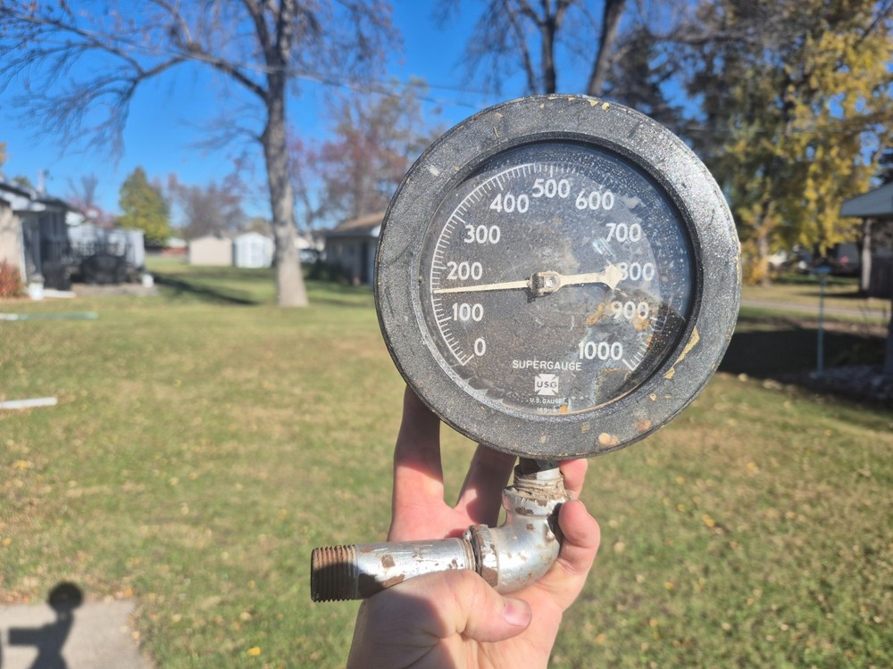 Vtg USG Supergauge Gauge 0 – 1000 PSI Steam Heat Pressure Gauge Steampunk Deco