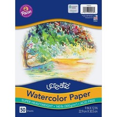 UCreate Watercolor Paper, White, Package, 140 lb., 9″ x 12″, 50 Sheets
