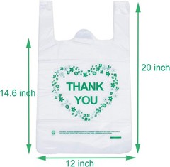 Thank You T Shirt Bags White Plastic Grocery Bags with Handles,Standard Super…
