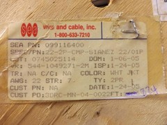 SEA WIRE AND CABLE 099116400 22-2P-CMP-SIAMEZ 3DRC-MN-040022 CABLE 824 FT T33854