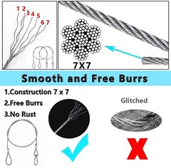 Stage Light Safety Cable Stainless Steel Security Wire Heavy Duty 5 Pieces USNew