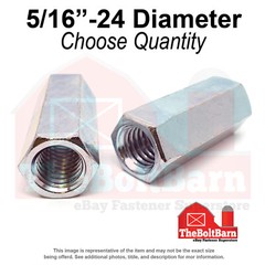 5/16″-24 x 7/8″ Steel Coupling Nuts Zinc Clear Fine Thread (Pick Quantity)
