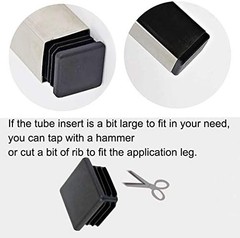 4 Pack 2 X 3 Inch Rectangle Plastic Plug Insert, 50Mm×75Mm Black End Cap for Met