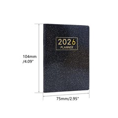 Mogoostry 2026 Pocket Planner Mini Weekly Planners 3 x 4 Starlight Black Leat…