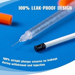 Lab Syringe 1ml 27G 1/2 Inch Plastic Dispensers 100 Pack Individually Sealed
