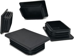 4 Pack 2 X 3 Inch Rectangle Plastic Plug Insert, 50Mm×75Mm Black End Cap for Met