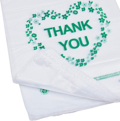 Thank You T Shirt Bags White Plastic Grocery Bags with Handles,Standard Supermar