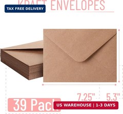 Mr. Pen- Kraft Envelopes, 39 Pack, 5 x 7 Inch, A7 Envelopes, Brown Envelopes, Ca