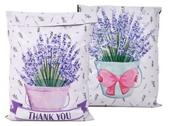 10×13 Lavender Plant Thank you Poly Mailers, Self Sealing Purple Spring Summer M