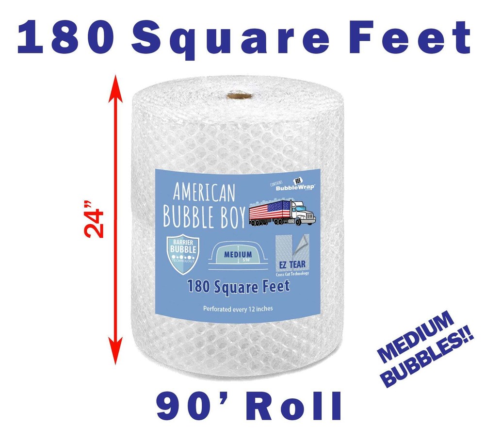 24″ Medium (5/16) American Bubble Boy Bubble Wrap – 180 Square feet