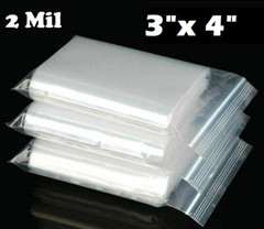 3″ x 4″ Clear Top Lock Zip Seal Plastic Bags 2Mil Jewelry Pill Zipper Baggies