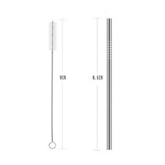 OKGD 25 Piece Set Stainless Steel Straws Long 8.5 Inch(Straight), Silver