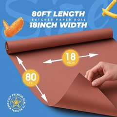 Pink Butcher Paper Roll 18×80 ft for BBQ Smoker, Unbleached & Uncoated