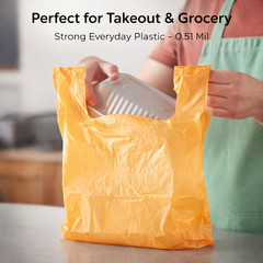Orange Plastic T-Shirt Grocery Bags 1/6 Large 21 x 6.5 x 11.5 in 0.51 Mil