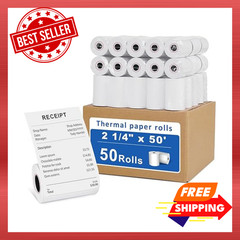 50 Rolls – 2 1/4 X 50 Thermal Receipt Paper Rolls – Fits All Pos Cash Registers