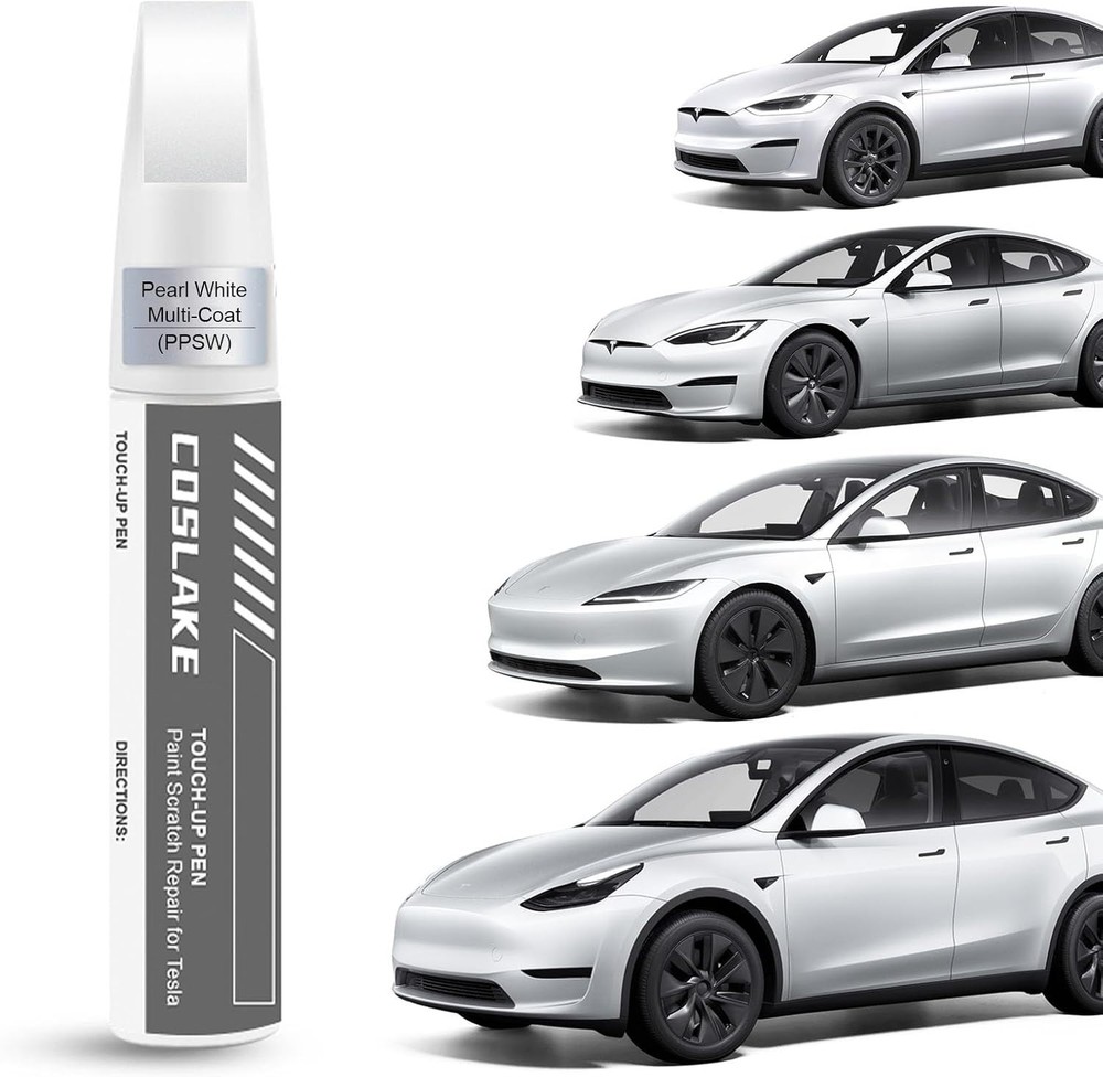 Car Touch Up Paint(Pearl White Multi-Coat(PPSW)) for Tesla Model Y/3/S/X, 2 in 1