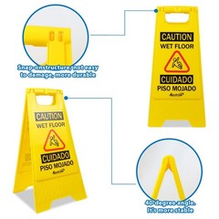 Aoutrow Caution Wet Floor Sign, Bilingual Foldable Safety Sign (17.12in x 8.3…