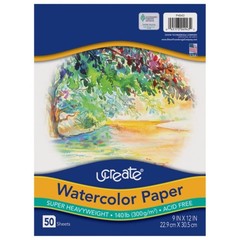 UCreate Watercolor Paper, White, Package, 140 lb., 9″ x 12″, 50 Sheets