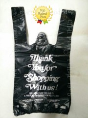 Black Thank You Plastic T-Shirt Bags 1/10 Retail Shopping Bags 8″ x 4″ x 15″