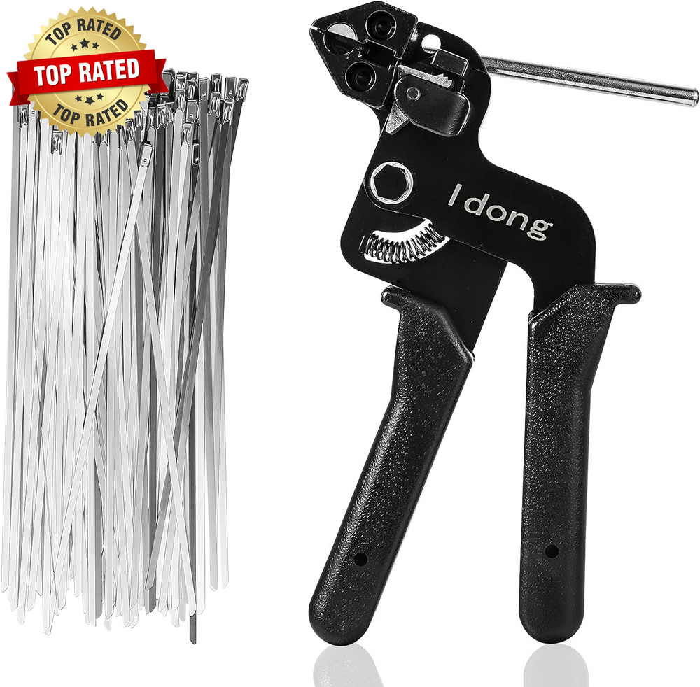 Metal Tie Wrap Gun Kit Stainless Steel Cable Tie Gun and 100PCS 4.6 X 270Mm Stai