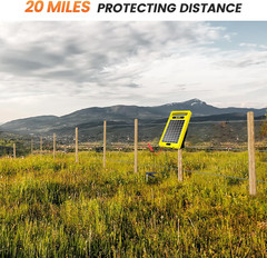 24 Hour Solar Electric Fence Charger, 20 Miles, up to 10200V Output Range Electr