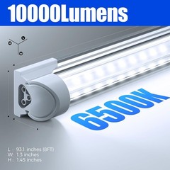 Barrina (6) LED Shop Lights 8FT 72W 10000LM 6500K Super Bright White T8 Linkable