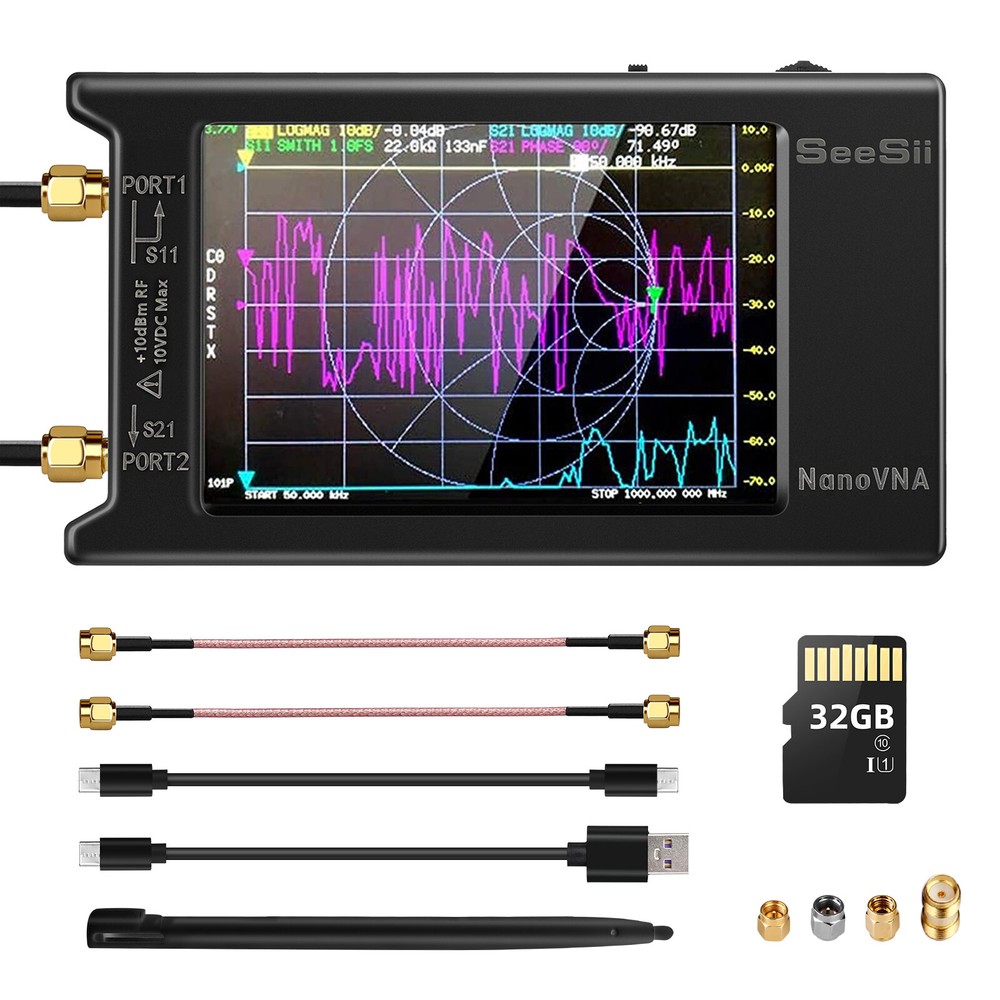 NanoVNA-H4 Vector Network Analyzer 10KHz-1.5GHz VHF HF UHF 4.3″ Antenna Analyzer