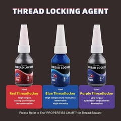 Red Purple and Blue Lock Tight Threadlocker 10ml-3Pack, Low, Medium and High Str