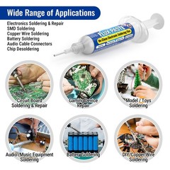 BEEYUIHF 10mL No Clean Soldering Flux Paste, 2PCS Desoldering Wick Braid 5ft