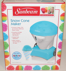 Sunbeam Snow Cone Maker Blue Portable Mini Fun Electric Ice Shaver NEW