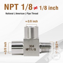 1/8 NPT Tee,FemalexFemalexMale 3 Ways T Pipe Aapter for Water/Oil