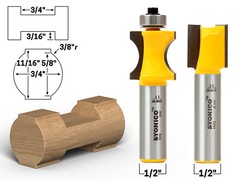 2 Bit Log Cabin Building Block Toy Router Bit Set – 1/2″ Shank – Yonico 13210