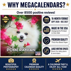 Pomeranian Dog Breed Calendar 2025 FULL SIZE 12×24 Made in USA