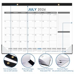 2026-2027 Large Desk Calendar Pad, 18-Month (17″ x 12″) with Corner Protectors